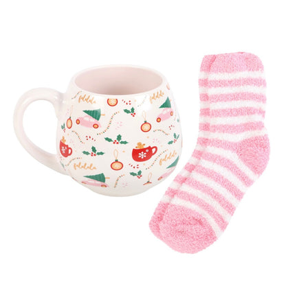 Sugarplum Christmas Print Mug + Socks Set