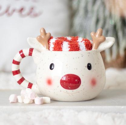 Rudolph Reindeer Mug + Socks Set